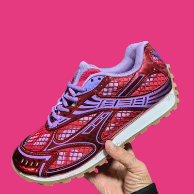 Designer Pink & Silver Sneakers – Outdoor Trainers for Women Big Size