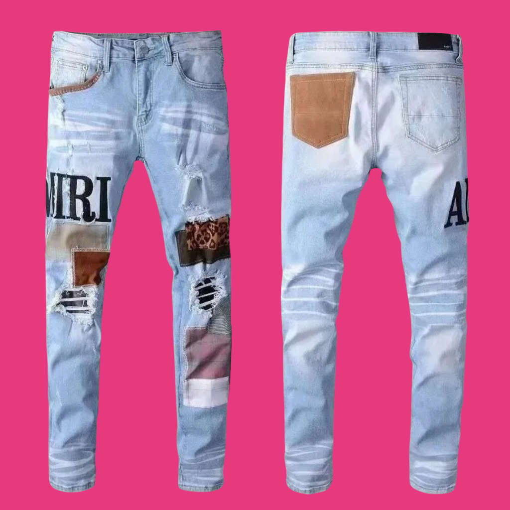 Ksubi Style Men’s Jeans – Slim Fit Straight Leg Distressed Denim