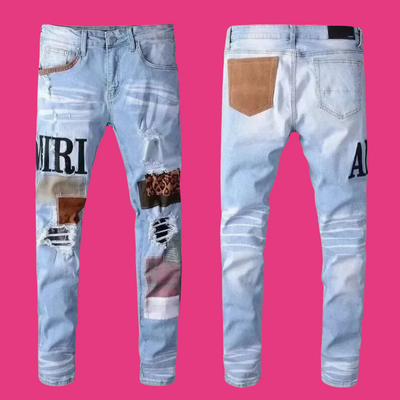 Ksubi Style Men’s Jeans – Slim Fit Straight Leg Distressed Denim