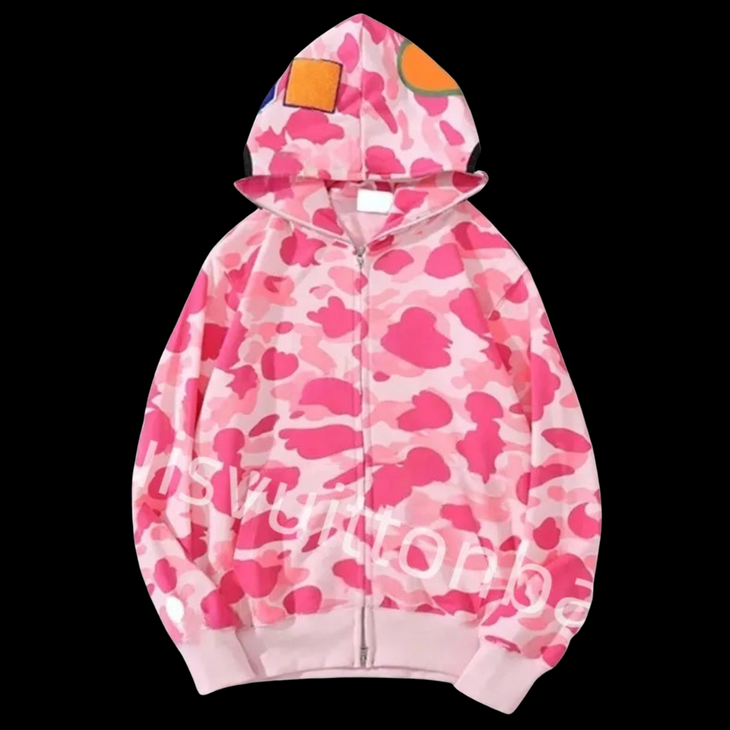 Bap Shark Hoodie for Men – Designer Harajuku Streetwear Zip-Up