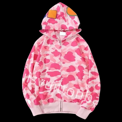 Bap Shark Hoodie for Men – Designer Harajuku Streetwear Zip-Up